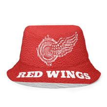 Load image into Gallery viewer, ROYALTY SPORT RED WINGS LEATHER PRINT Reversible bucket hat