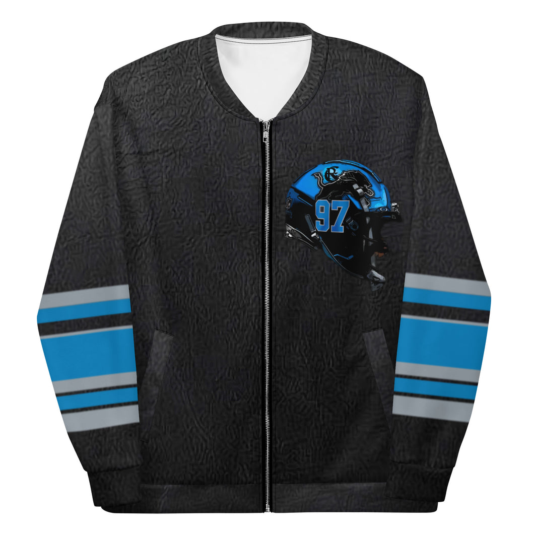 ROYALTY SPORT A. HUTCHINSON LEATHER PRINT Bomber Jacket
