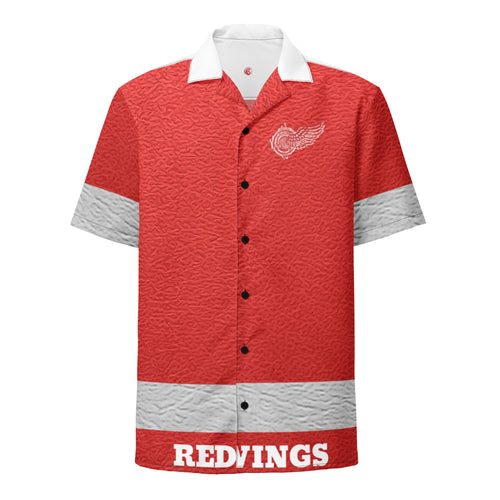 ROYALTY SPORT RED WINGS LEATHER PRINT button shirt
