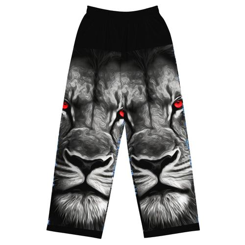 ROYALTY SPORT GATOR PRINT DET. LIONS RED EYES wide-leg pants
