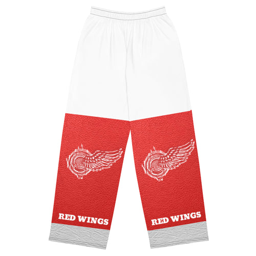 ROYALTY SPORT RED WINGS LEATHER PRINT wide-leg pants