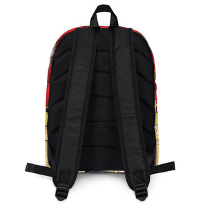 BRICK RED AND GOLD, (LOGO) BACKPACK DESIGNER BAGS