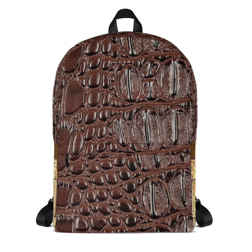 DARK BROWN GATOR PRINT, BACKPACK DESIGNER BAGS