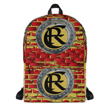 Load image into Gallery viewer, BRICK RED AND GOLD, (LOGO) BACKPACK DESIGNER BAGS