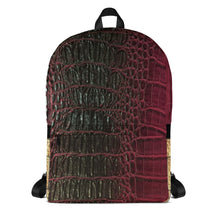 Load image into Gallery viewer, RED, BLACK, GATOR PRINT, BACKPACK DESIGNER BAGS