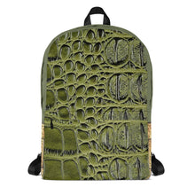 Load image into Gallery viewer, GREEN, GATOR PRINT, BACKPACK DESIGNER BAGS