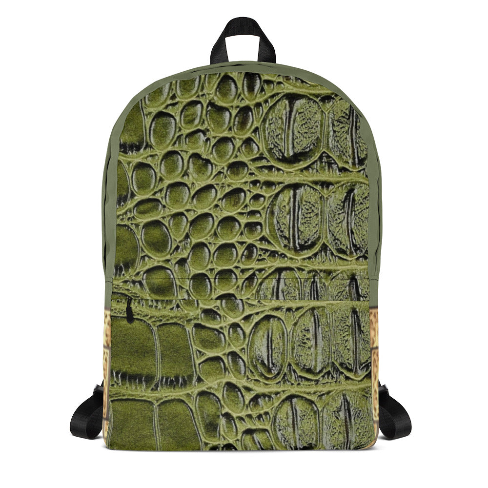 GREEN, GATOR PRINT, BACKPACK DESIGNER BAGS