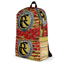 Load image into Gallery viewer, BRICK RED AND GOLD, (LOGO) BACKPACK DESIGNER BAGS