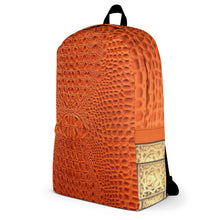 Load image into Gallery viewer, ORANGE GATOR PRINT, BACKPACK DESIGNER BAGS