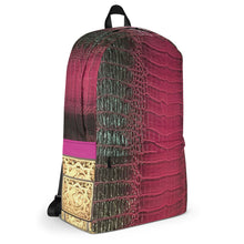 Load image into Gallery viewer, DEEP CERISE PINK AND BLACK GATOR PRINT, BACKPACK DESIGNER BAGS