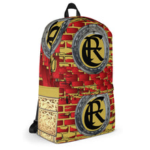 Load image into Gallery viewer, BRICK RED AND GOLD, (LOGO) BACKPACK DESIGNER BAGS