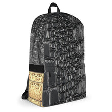 Load image into Gallery viewer, BLACK GATOR PRINT, BACKPACK DESIGNER BAGS