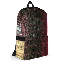 Load image into Gallery viewer, RED, BLACK, GATOR PRINT, BACKPACK DESIGNER BAGS