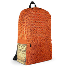 Load image into Gallery viewer, ORANGE GATOR PRINT, BACKPACK DESIGNER BAGS