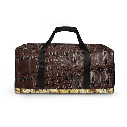 DARK BROWN GATOR PRINT, DUFFLE DESIGNER BAGS