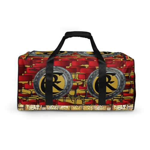 BRICK RED AND GOLD, (LOGO) DUFFLE DESIGNER BAGS