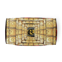 Load image into Gallery viewer, BRICK RED AND GOLD, (LOGO) DUFFLE DESIGNER BAGS