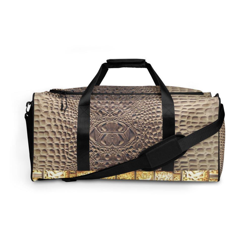 CHAMPAGNE GATOR PRINT, DUFFLE DESIGNER BAGS