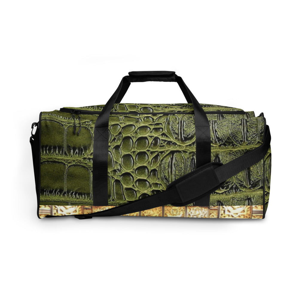 GREEN, GATOR PRINT, DUFFLR DESIGNER BAGS