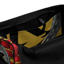 Load image into Gallery viewer, BRICK RED AND GOLD, (LOGO) DUFFLE DESIGNER BAGS