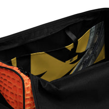 Load image into Gallery viewer, ORANGE GATOR PRINT, DUFFLE DESIGNER BAGS