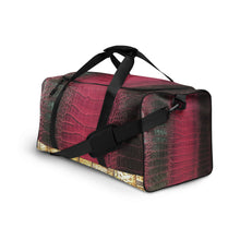 Load image into Gallery viewer, DEEP CERISE PINK AND BLACK GATOR PRINT, DUFFLE DESIGNER BAGS