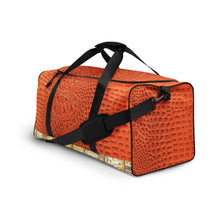 Load image into Gallery viewer, ORANGE GATOR PRINT, DUFFLE DESIGNER BAGS