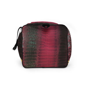 DEEP CERISE PINK AND BLACK GATOR PRINT, DUFFLE DESIGNER BAGS