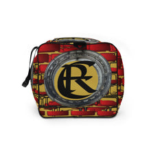 Load image into Gallery viewer, BRICK RED AND GOLD, (LOGO) DUFFLE DESIGNER BAGS