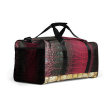 Load image into Gallery viewer, DEEP CERISE PINK AND BLACK GATOR PRINT, DUFFLE DESIGNER BAGS