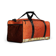 Load image into Gallery viewer, ORANGE GATOR PRINT, DUFFLE DESIGNER BAGS