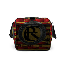 Load image into Gallery viewer, BRICK RED AND GOLD, (LOGO) DUFFLE DESIGNER BAGS