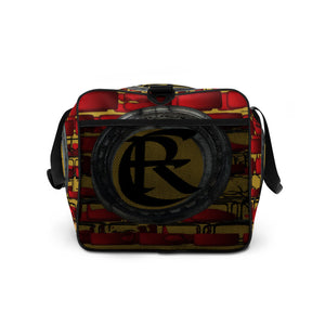 BRICK RED AND GOLD, (LOGO) DUFFLE DESIGNER BAGS