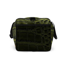 Load image into Gallery viewer, GREEN, GATOR PRINT, DUFFLR DESIGNER BAGS