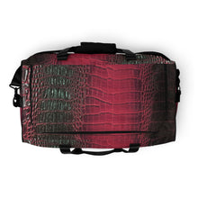 Load image into Gallery viewer, DEEP CERISE PINK AND BLACK GATOR PRINT, DUFFLE DESIGNER BAGS