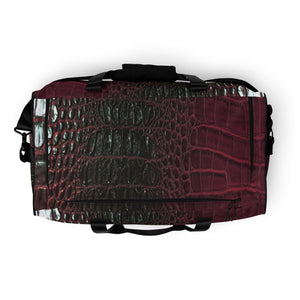 RED, BLACK GATOR PRINT, DUFFLE DESIGNER BAGS