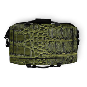 GREEN, GATOR PRINT, DUFFLR DESIGNER BAGS