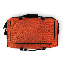 Load image into Gallery viewer, ORANGE GATOR PRINT, DUFFLE DESIGNER BAGS