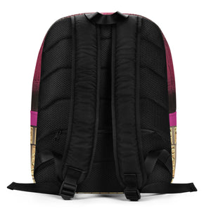 DEEP CERISE PINK AND BLACK GATOR PRINT MINIMALIST BACKPACK DESIGNER BAGS