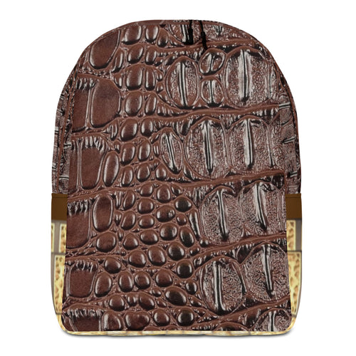 DARK BROWN GATOR PRINT, MINIMALIST BACKPACK DESIGNER BAGS