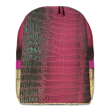 Load image into Gallery viewer, DEEP CERISE PINK AND BLACK GATOR PRINT MINIMALIST BACKPACK DESIGNER BAGS