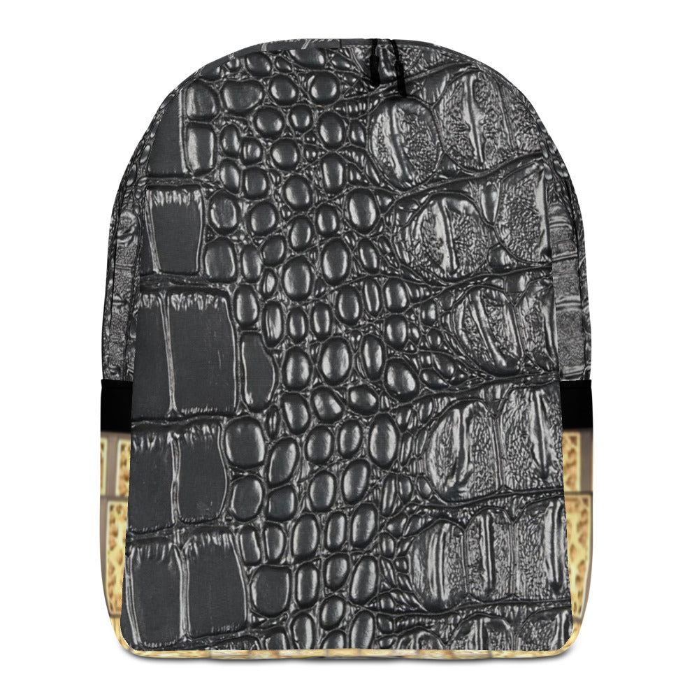 BLACK GATOR PRINT, MINIMALISTIC BACKPACK DESIGNER BAGS