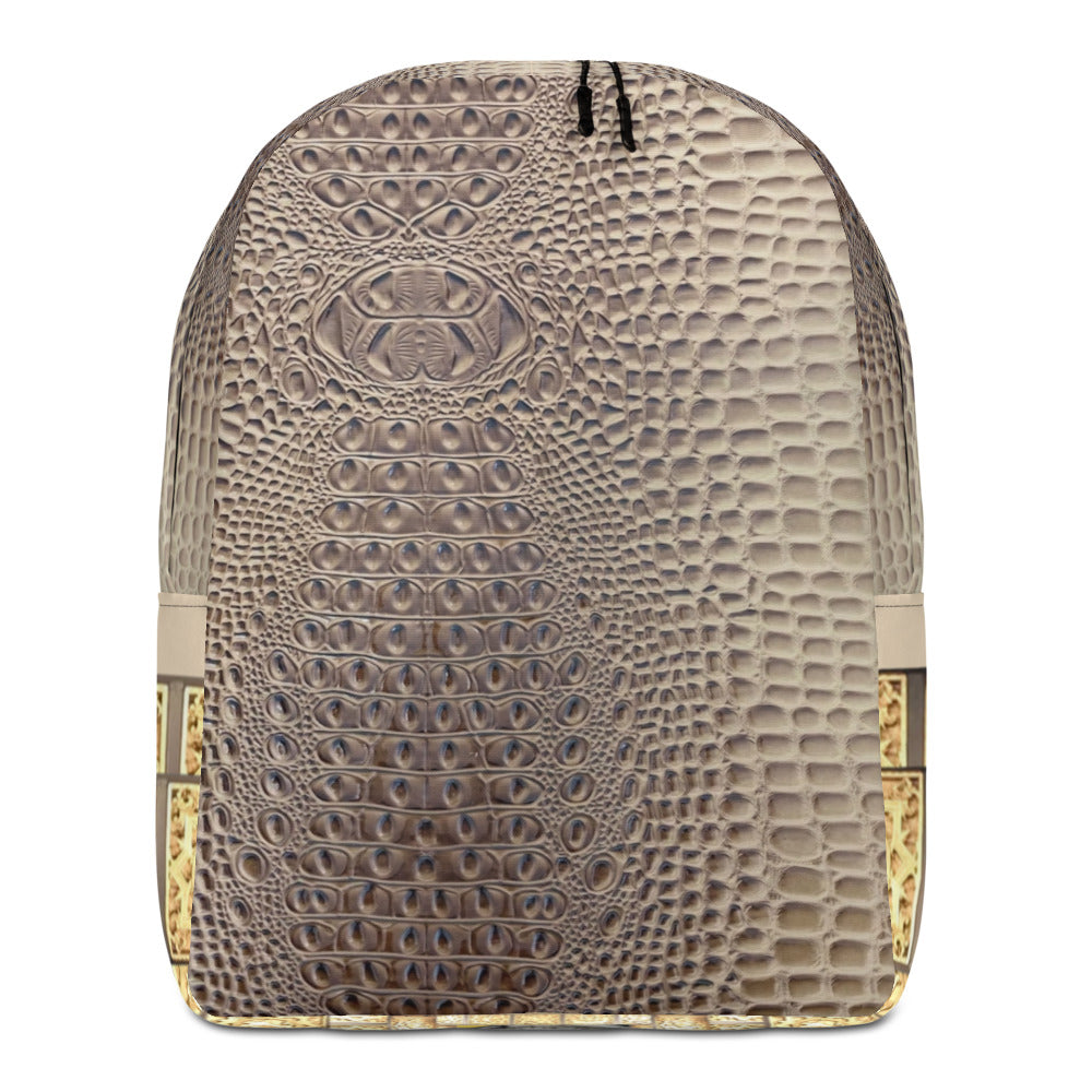 CHAMPAGNE GATOR PRINT, MINIMALIST BACKPACK DESIGNER BAGS