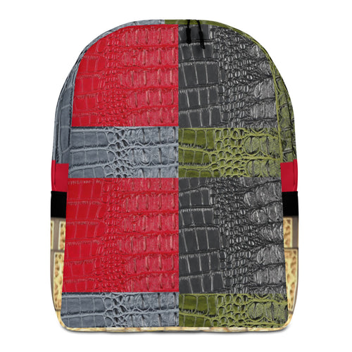 RED,BLUE, BLACK, AND GREEN, GATOR PRINT MINIMALIST BACKPACK DESIGNER BAGS