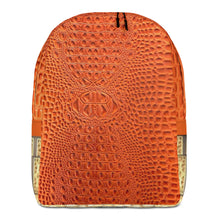 Load image into Gallery viewer, ORANGE GATOR PRINT, MINIMALIST BACKPACK DESIGNER BAGS