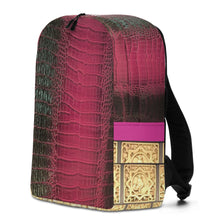 Load image into Gallery viewer, DEEP CERISE PINK AND BLACK GATOR PRINT MINIMALIST BACKPACK DESIGNER BAGS