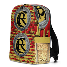 Load image into Gallery viewer, BRICK RED AND GOLD, (LOGO) MINIMALIST BACKPACK DESIGNER BAGS