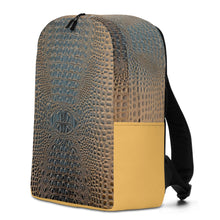 Load image into Gallery viewer, HARVEST GOLD AND BLUE GATOR PRINT, MINIMALIST BACKPACK DESIGNER BAGS