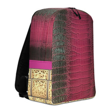 Load image into Gallery viewer, DEEP CERISE PINK AND BLACK GATOR PRINT MINIMALIST BACKPACK DESIGNER BAGS