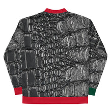 Load image into Gallery viewer, RED AND GREEN, BLACK GATOR PRINT BOMBER JACKET B.S.B
